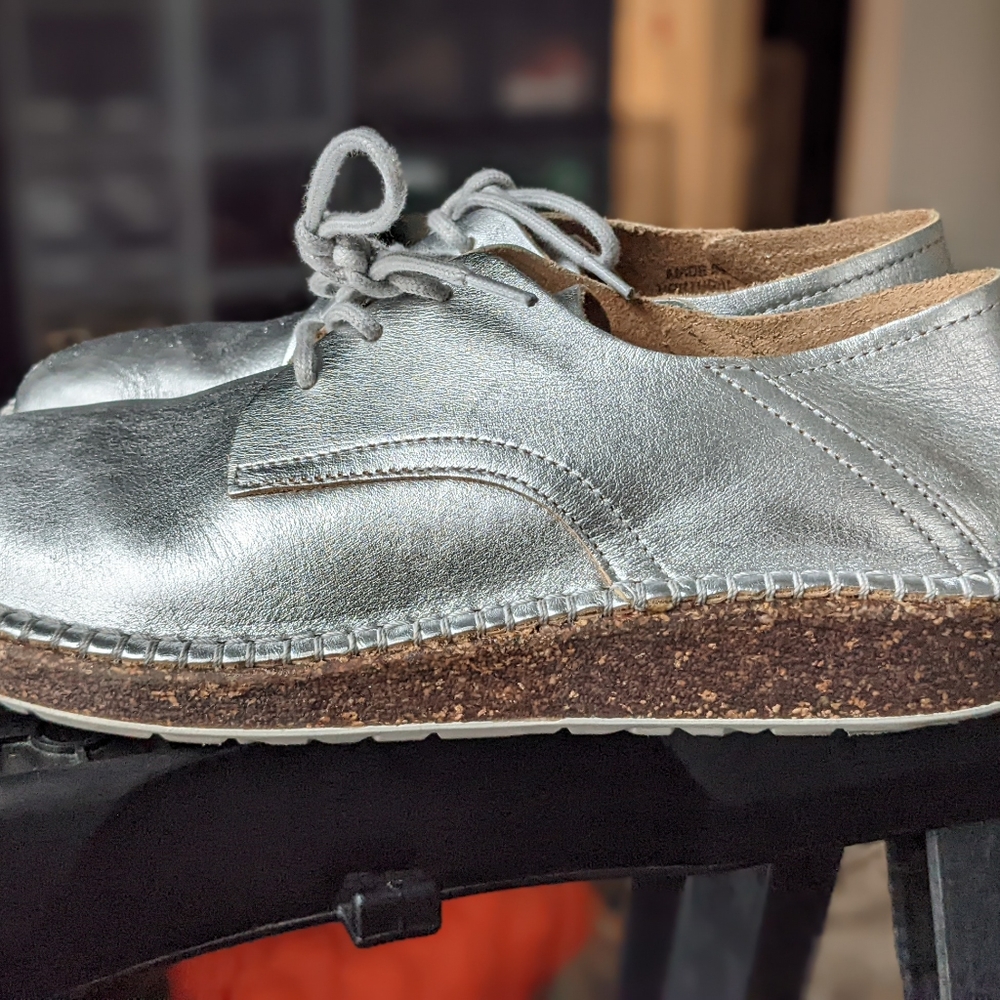 Birkenstock Gary silver metallic by oxfords size 38eu
